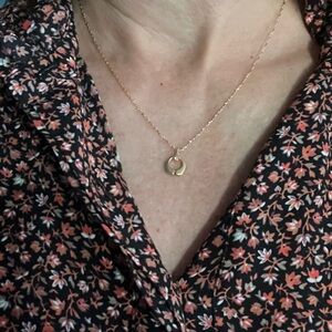14k Gold pendant with small diamond and 14k gold necklace